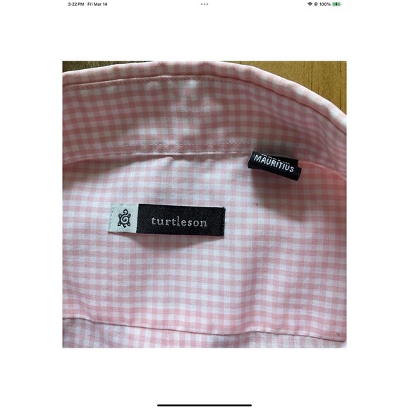 Turtleson Button Down Shirt Mens Large Golf Performance Pink Gingham Plaid - Picture 4 of 7